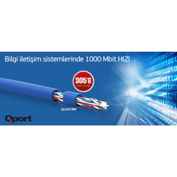 Qport 305 Metre Q-CAT6 UTP CAT6 23 AWG Gri Ethernet Kablosu - Görsel 2