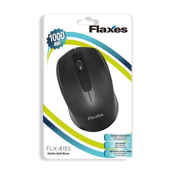 FLAXES FLX-815S KABLOLU OPTIK MOUSE SIYAH - Görsel 2