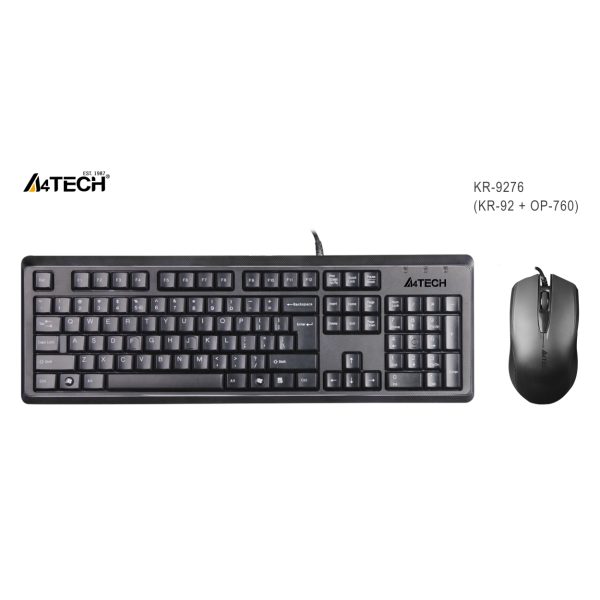 A4 Tech KR-9276 Kablolu Q Klavye Mouse Set Siyah